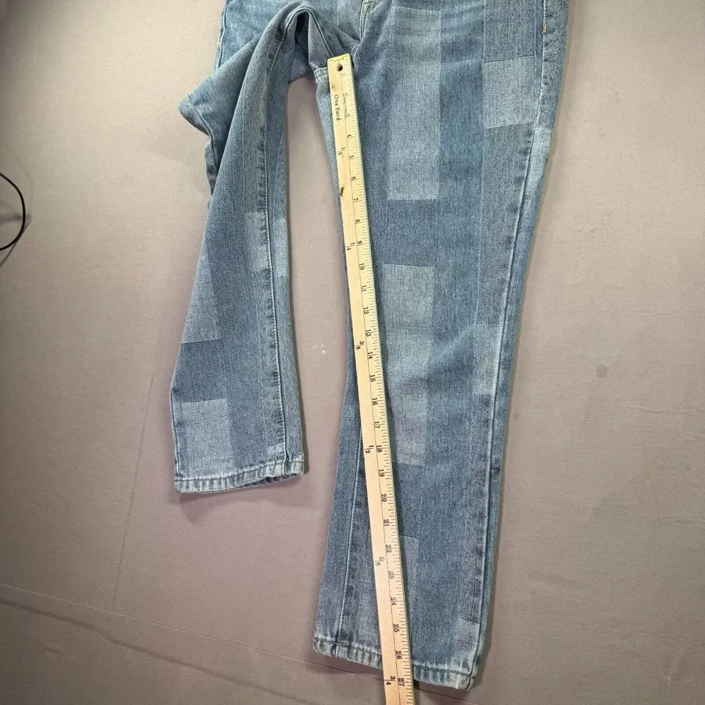 Tribal Jeans Womens 2 Audrey Mid Rise Straight Color Block‎ Denim Soft Crop Y2K - Picture 13 of 15